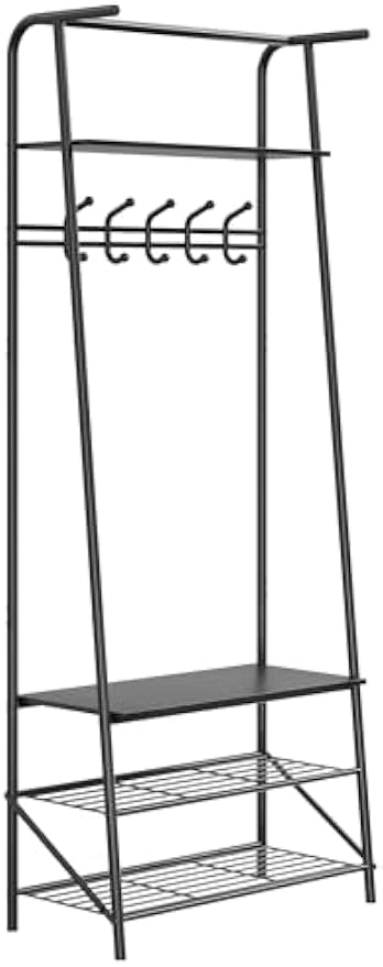 Metal‑Frame Entryway Hall Tree Storage Bench
