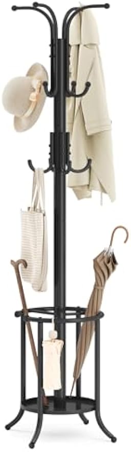 Metal Freestanding Coat Rack With Umbrella Holder