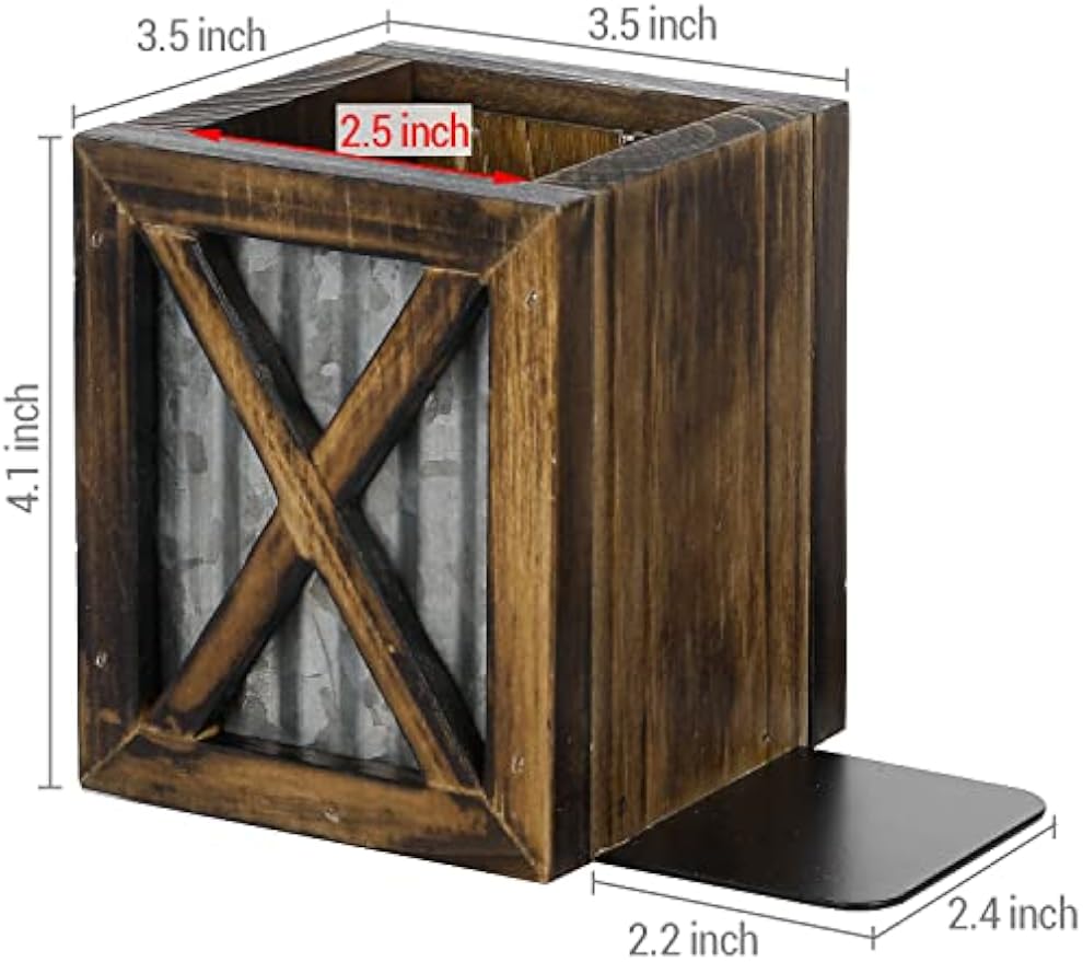 Wood Metal Desk Storage Decorative Bookends