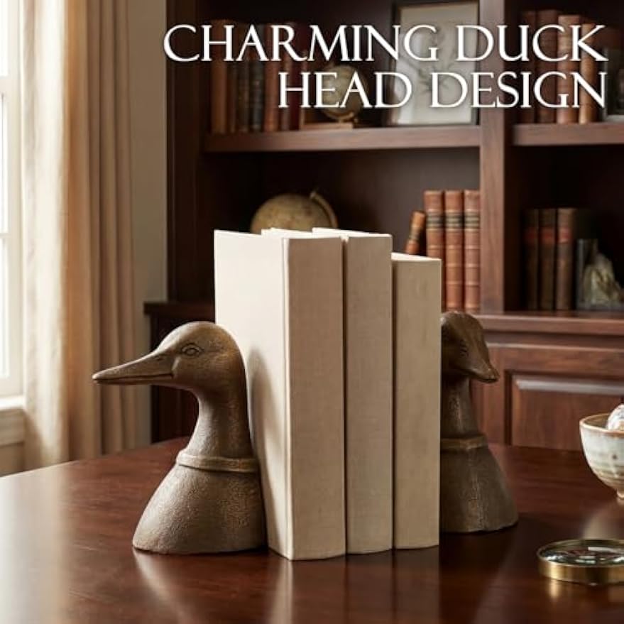 Vintage Metal Duck Decorative Bookends Set