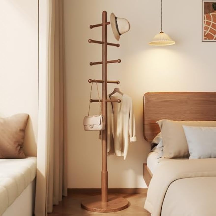 Freestanding Wooden Adjustable Coat Rack Stand