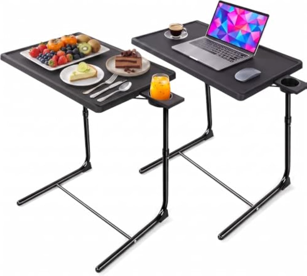 Tilt‑Adjustable Foldable TV Tray Table Set
