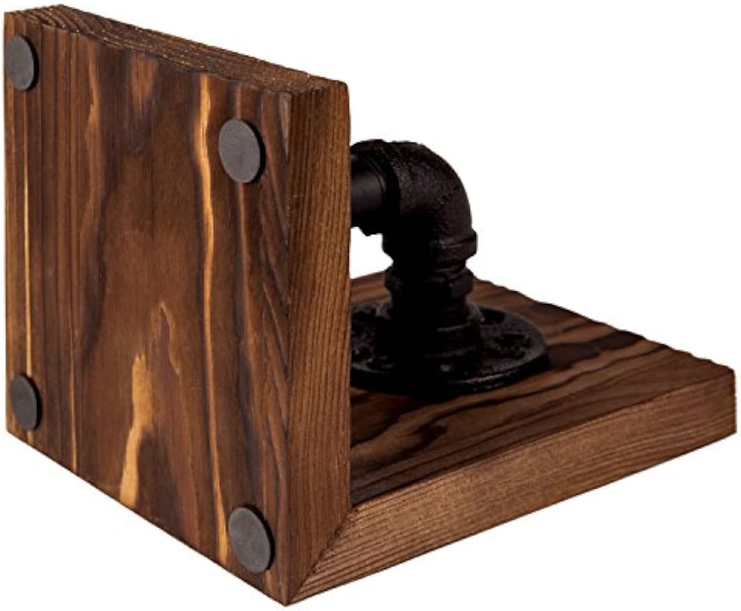 Rustic Pipe‑Style Decorative Wooden Bookends