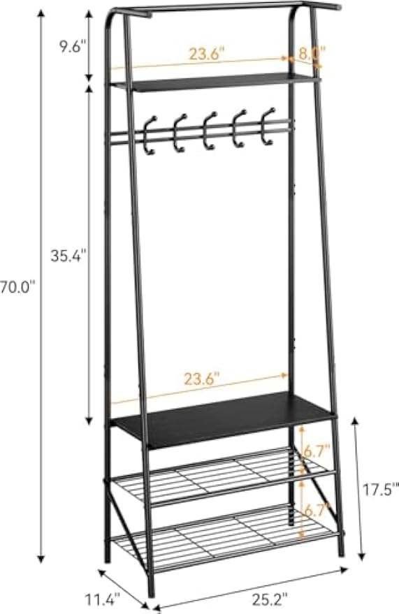 Metal‑Frame Entryway Hall Tree Storage Bench