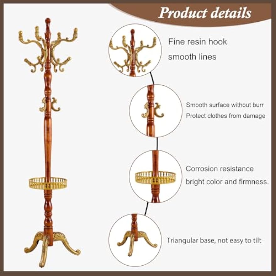 Vintage Adjustable Wooden Freestanding Coat Rack