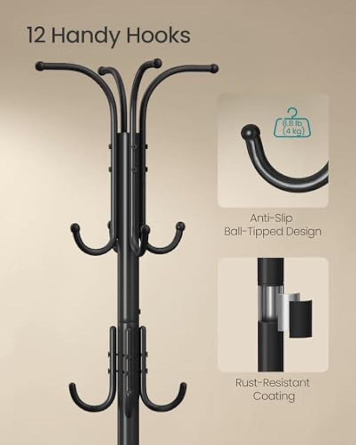 Metal Freestanding Coat Rack With Umbrella Holder