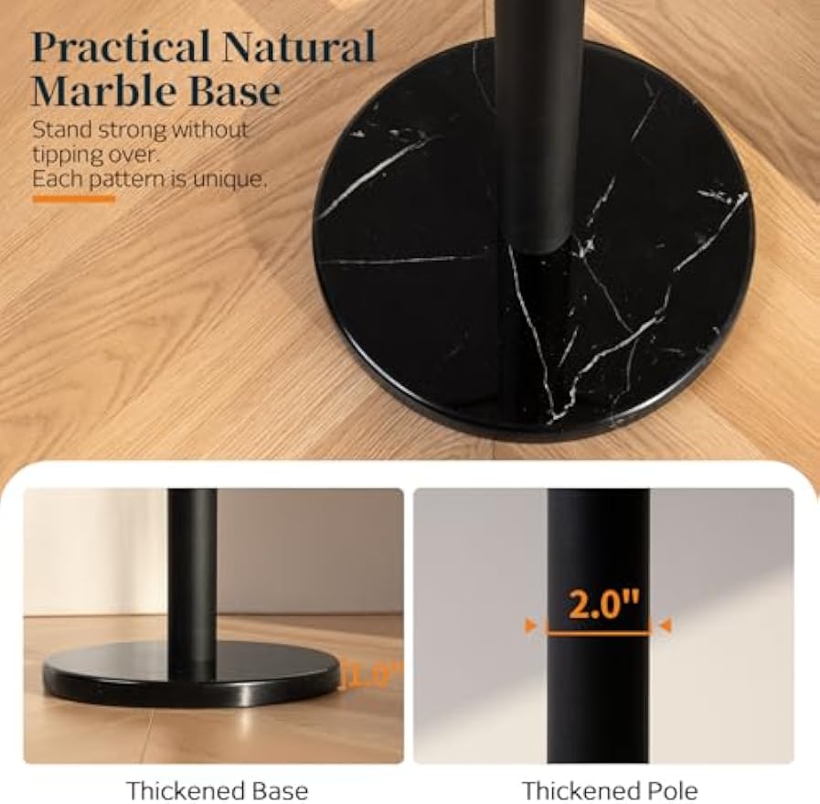 Metal Freestanding Marble‑Base Coat Rack Stand