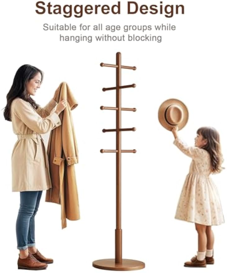 Freestanding Wooden Adjustable Coat Rack Stand