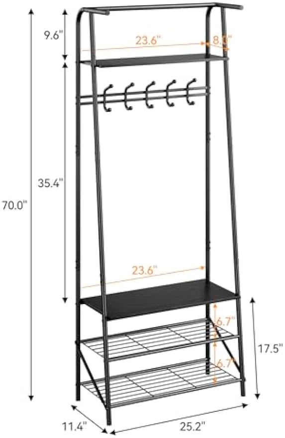 Metal‑Frame Entryway Hall Tree Storage Bench
