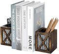 Wood Metal Desk Storage Decorative Bookends