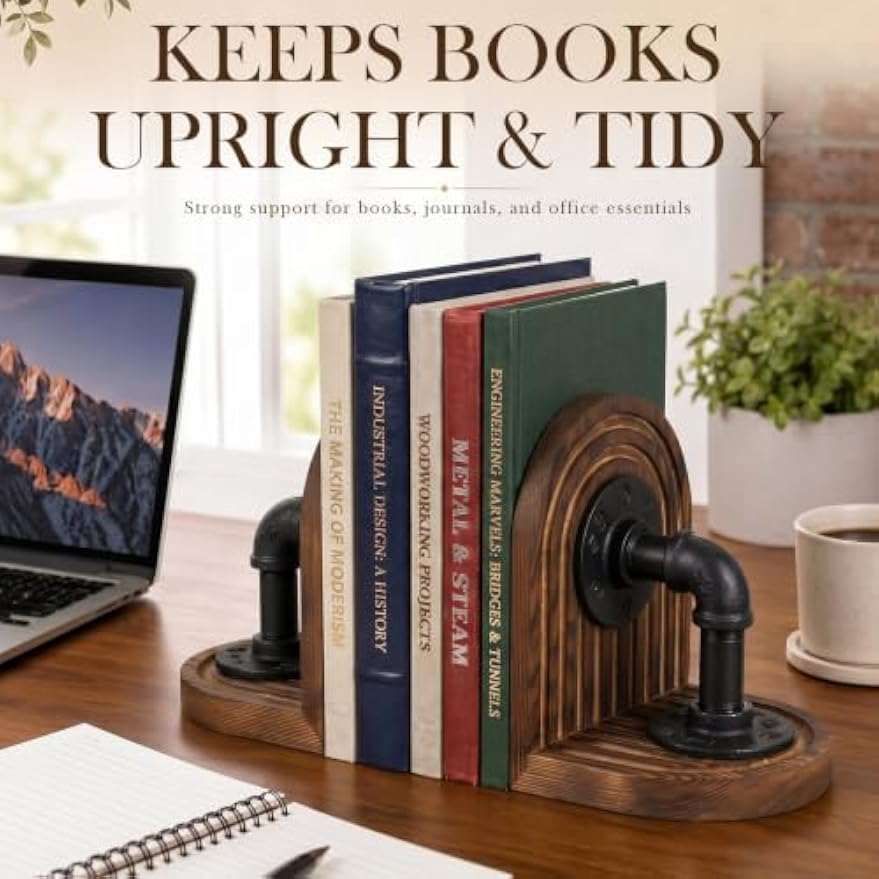 Industrial Rustic Wooden Decorative Bookends