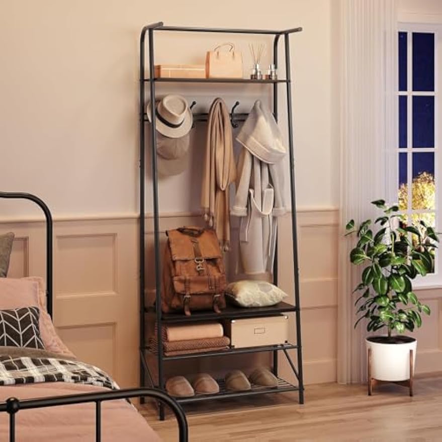 Metal‑Frame Entryway Hall Tree Storage Bench