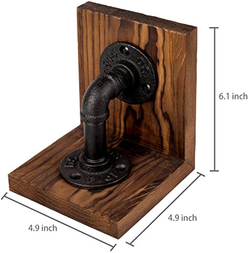 Rustic Pipe‑Style Decorative Wooden Bookends