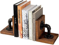 Rustic Pipe‑Style Decorative Wooden Bookends