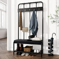 Padded Industrial Entryway Hall Tree Bench
