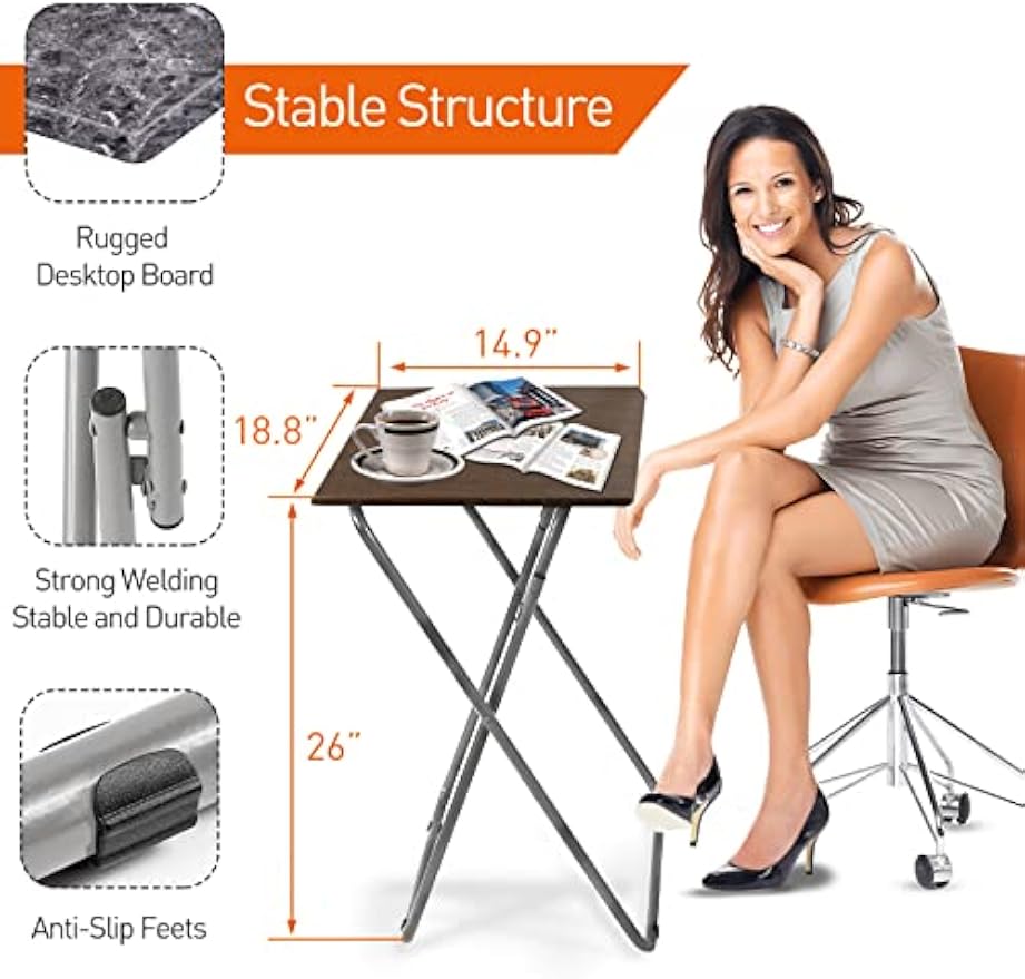 Portable MDF Folding TV Tray Table Set