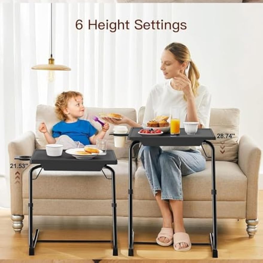 Tilt‑Adjustable Foldable TV Tray Table Set