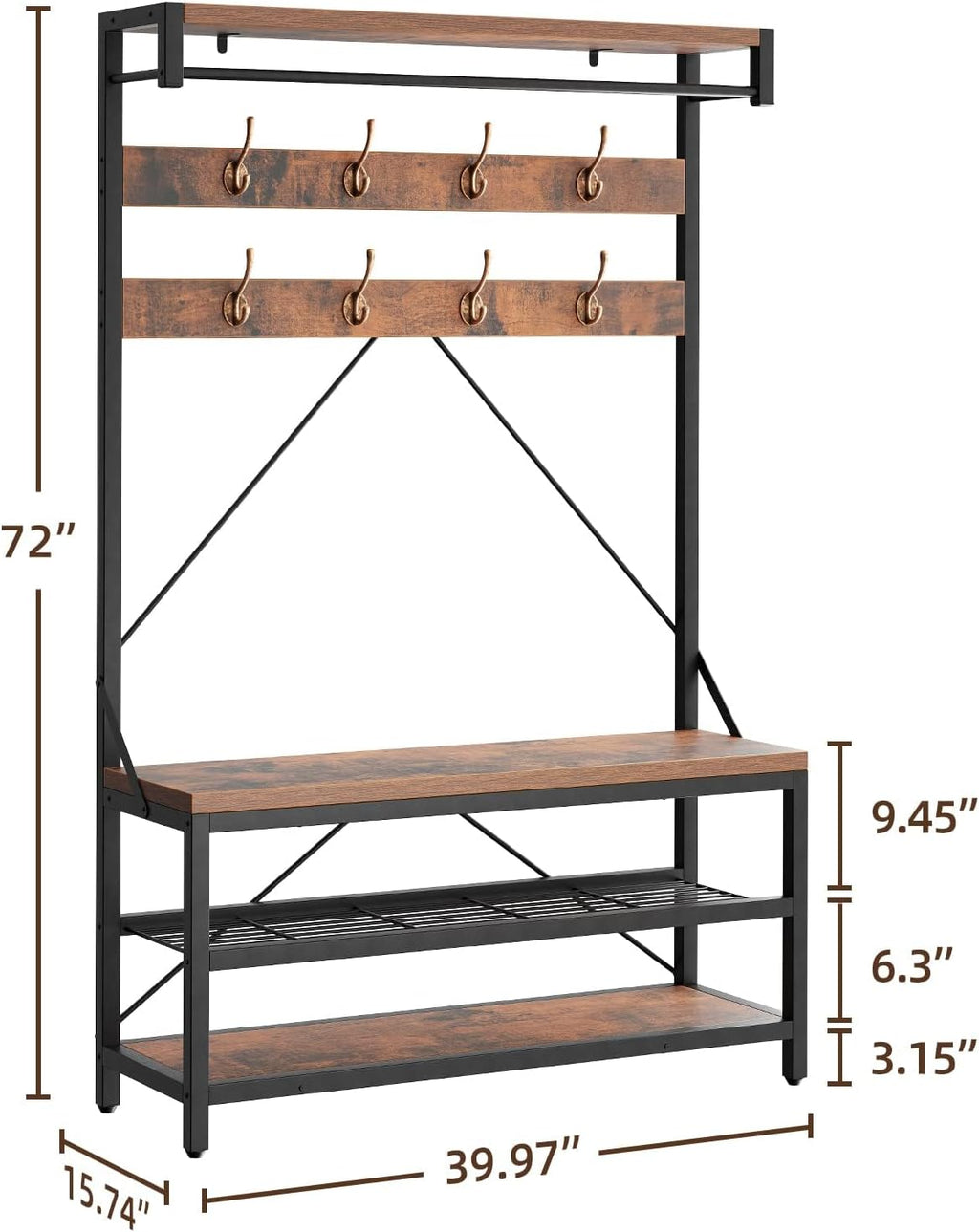 Industrial Entryway Hall Tree Storage Bench