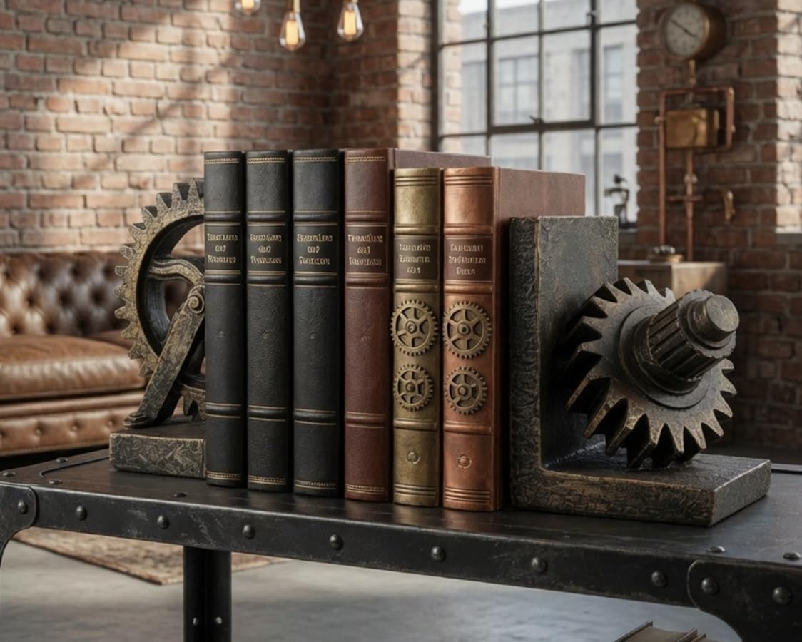 Vintage Industrial Decorative Bookend Statues