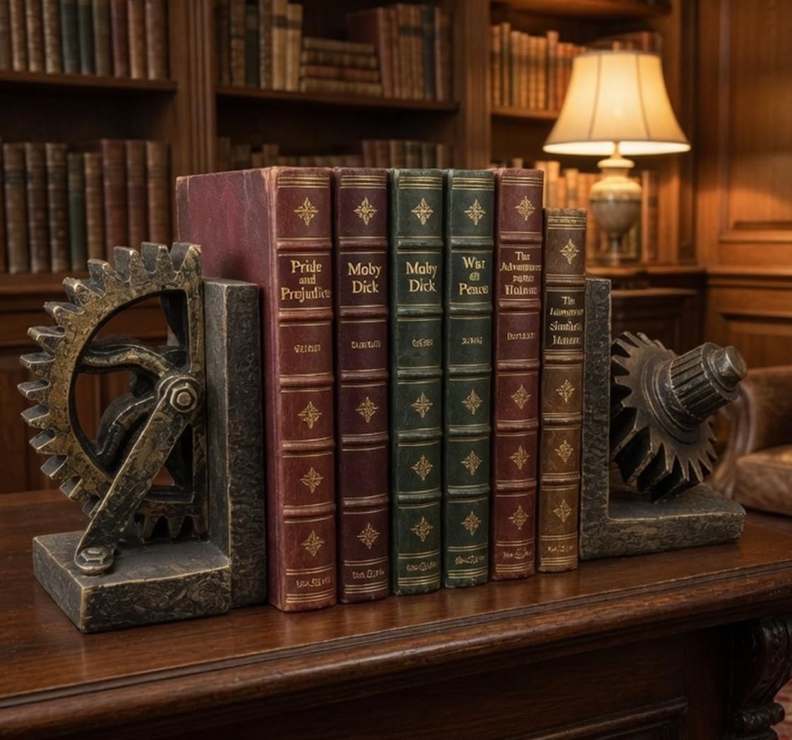 Vintage Industrial Decorative Bookend Statues