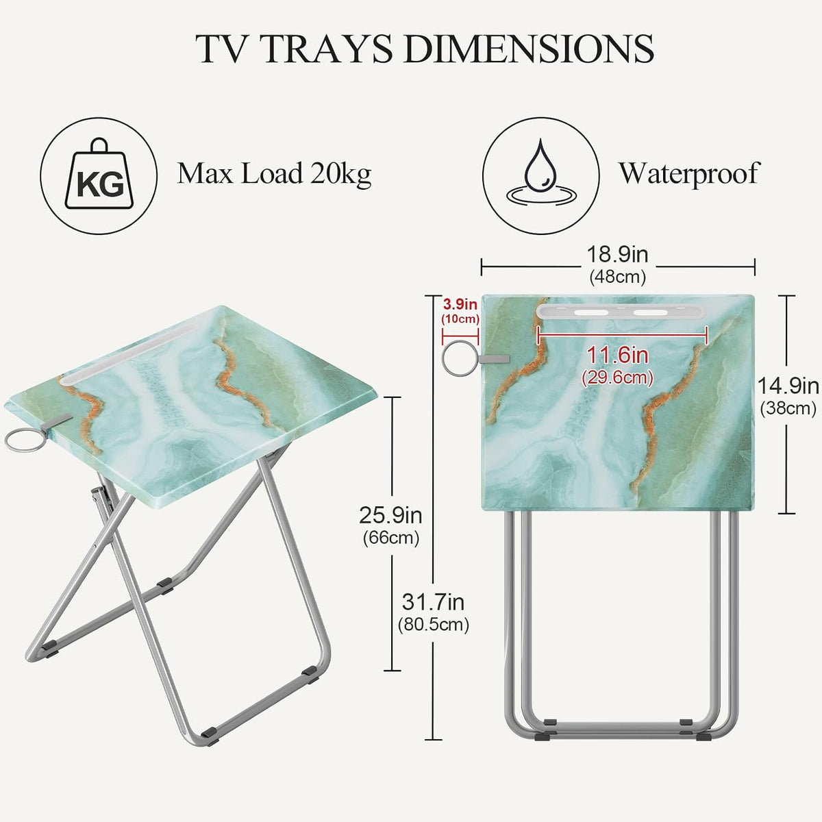 Portable Folding MDF TV Tray Table Set