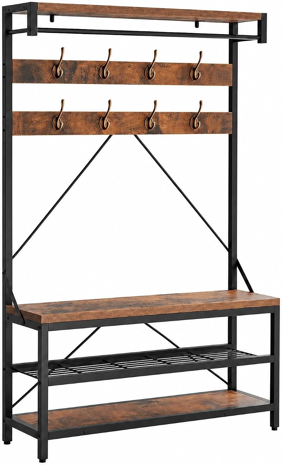 Industrial Entryway Hall Tree Storage Bench
