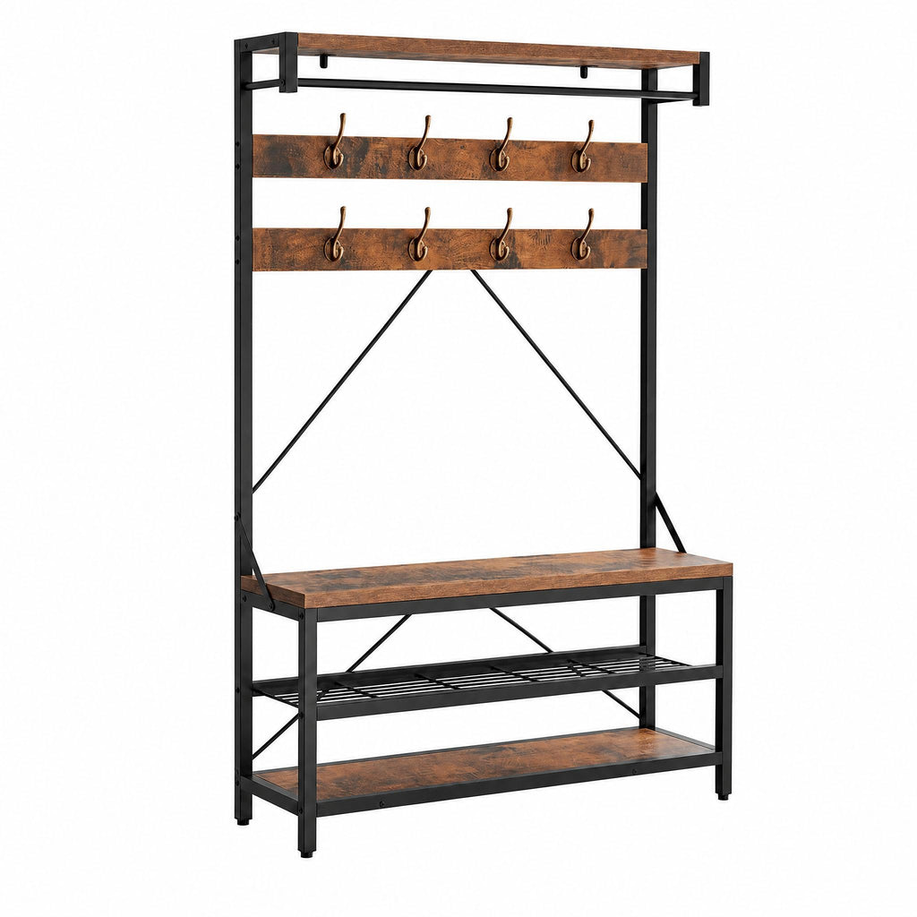 Industrial Entryway Hall Tree Storage Bench
