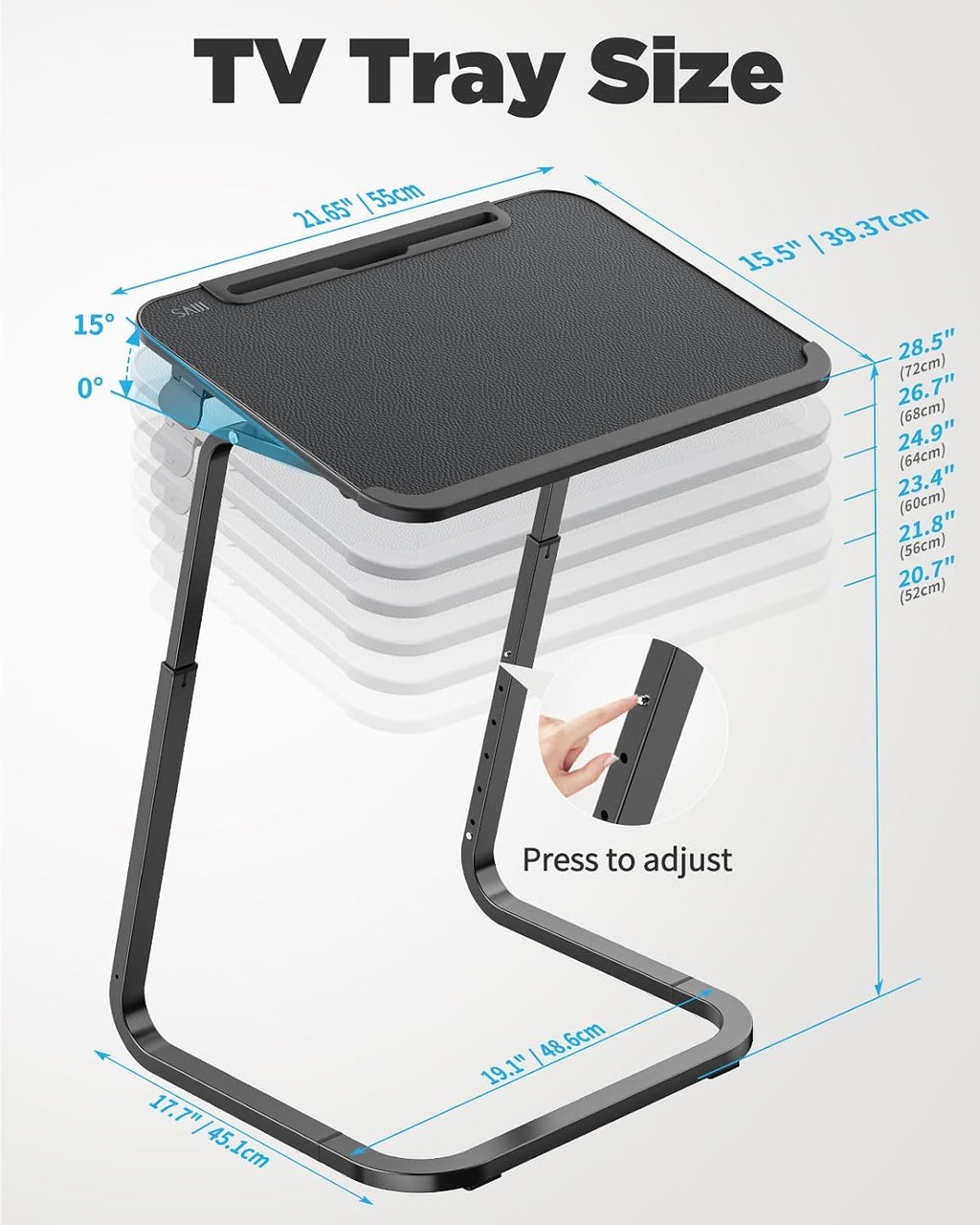 Adjustable Heavy‑Duty Couch TV Tray Table