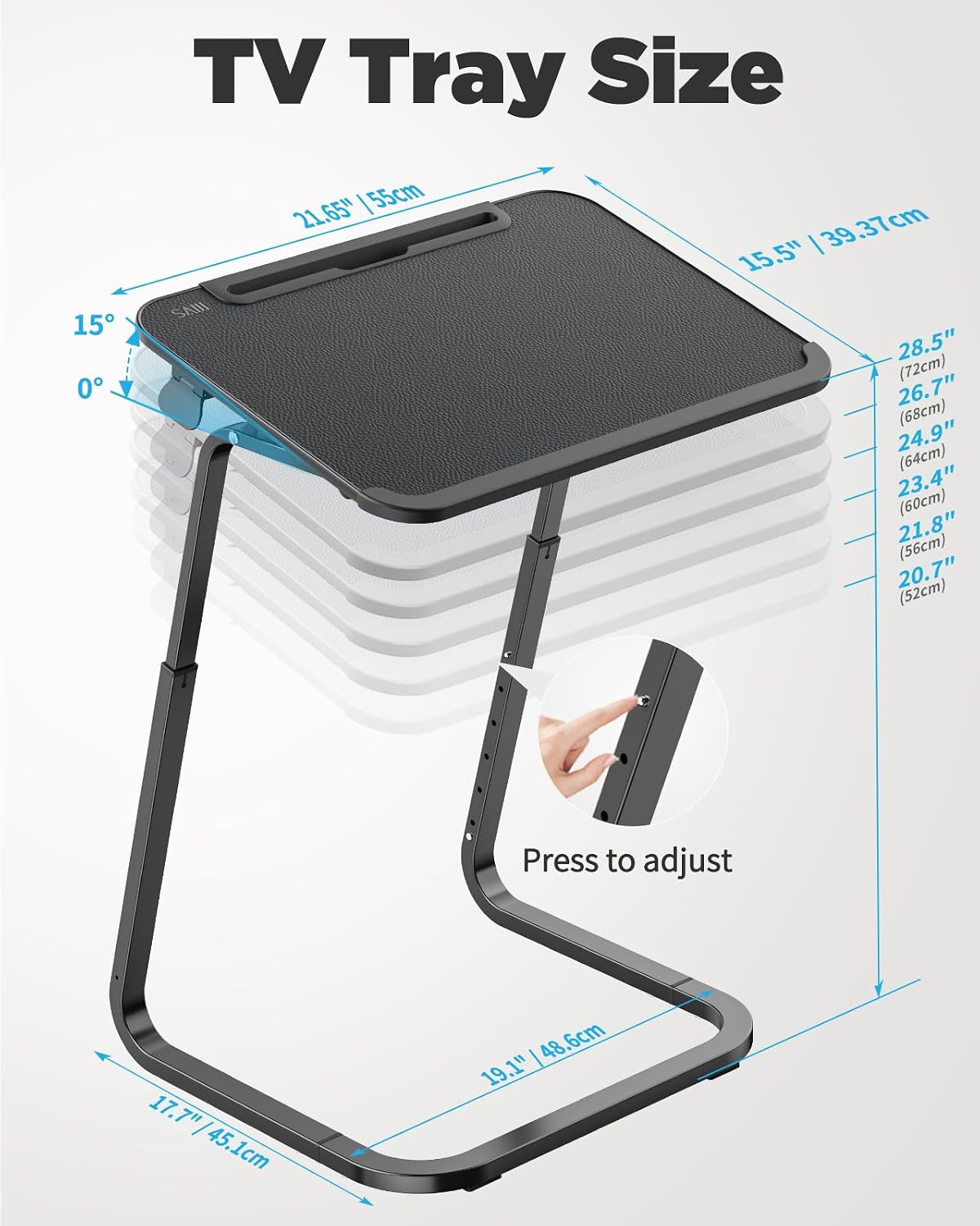 Adjustable Heavy‑Duty Couch TV Tray Table