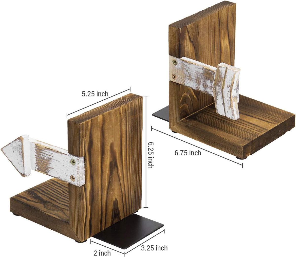 Rustic Farmhouse Decorative Wooden Bookends