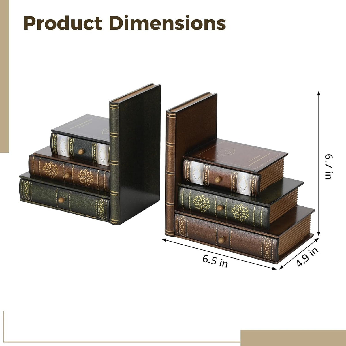 Rustic Wooden Storage Decorative Bookends