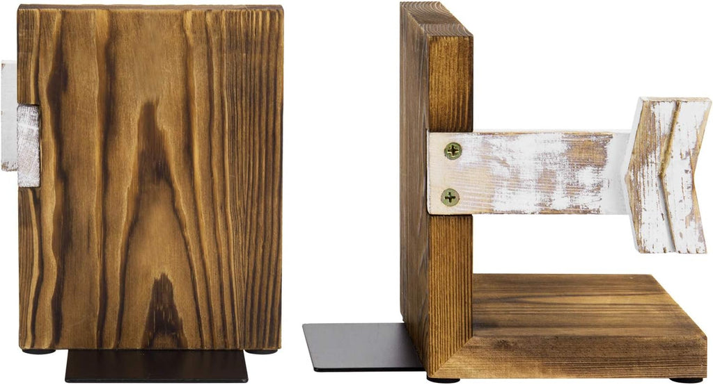 Rustic Farmhouse Decorative Wooden Bookends