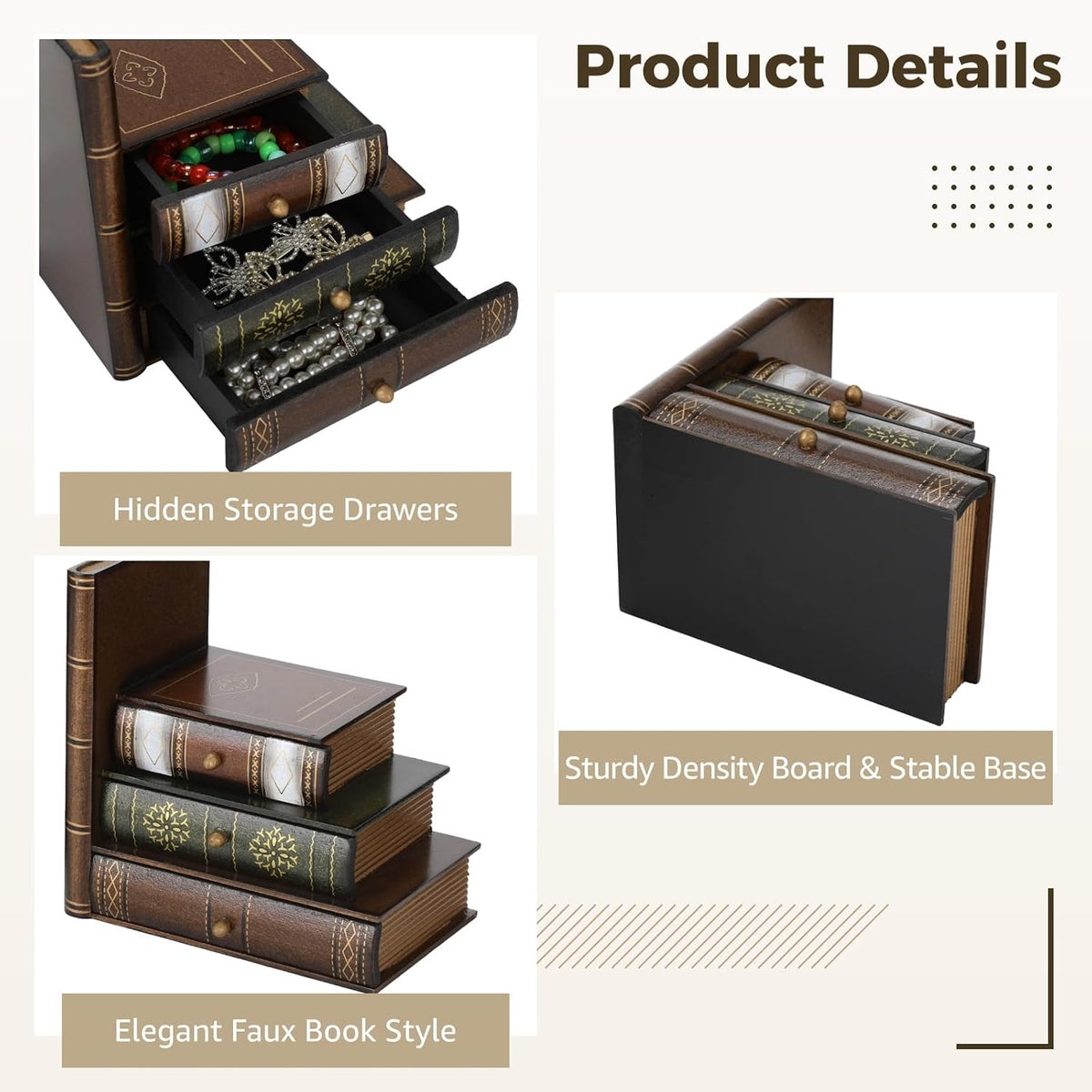 Rustic Wooden Storage Decorative Bookends