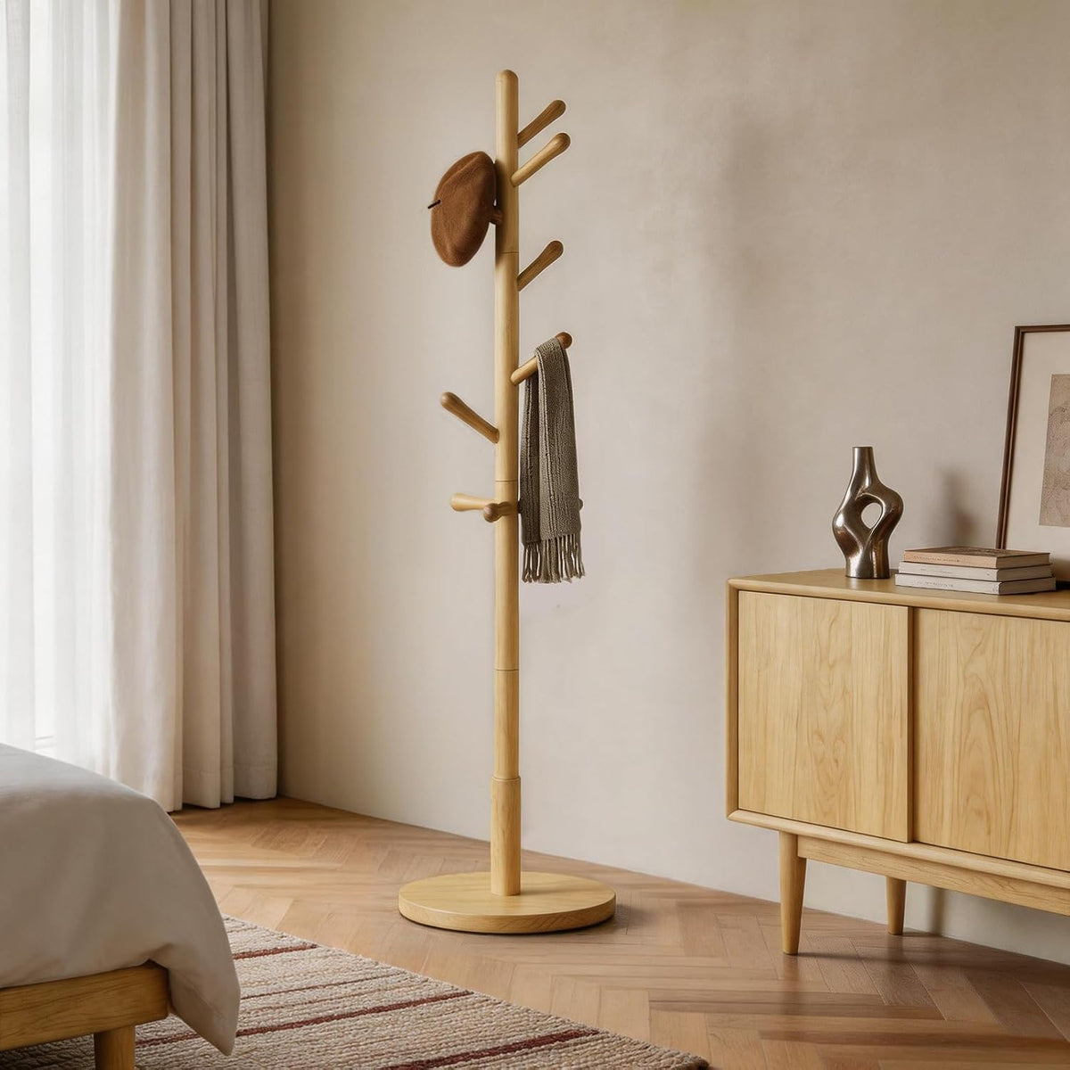Solid Wood Freestanding Entryway Coat Rack Stand