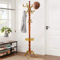 Vintage Adjustable Wooden Freestanding Coat Rack