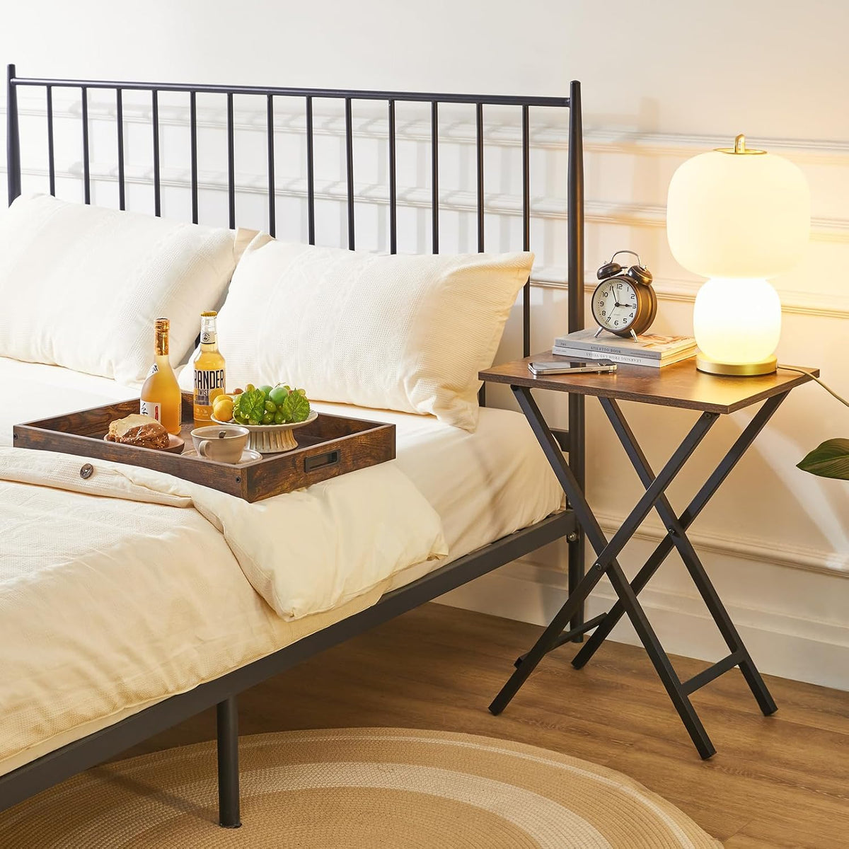 Portable Foldable Wooden TV Tray Table Set