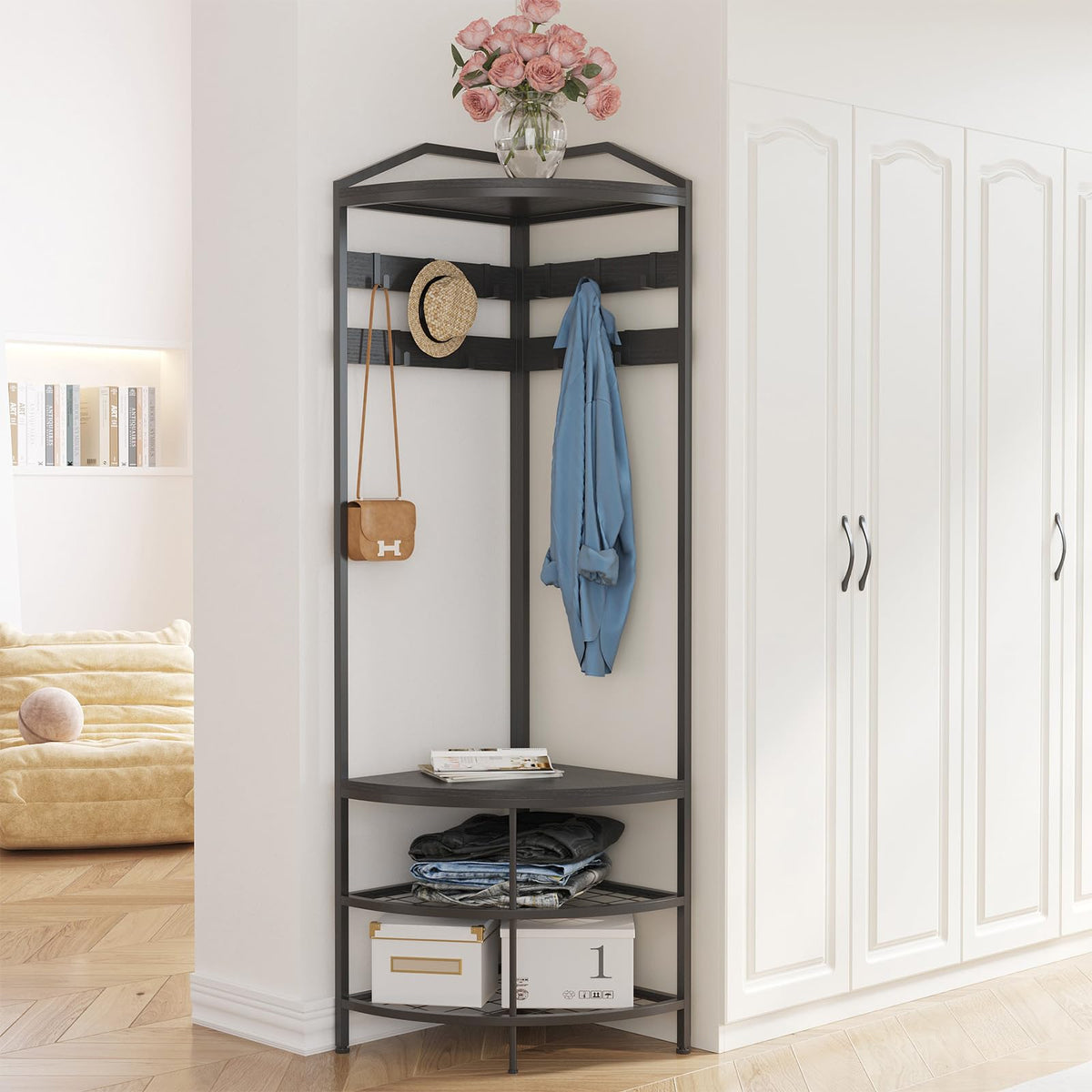 Corner Entryway Hall Tree Storage Bench