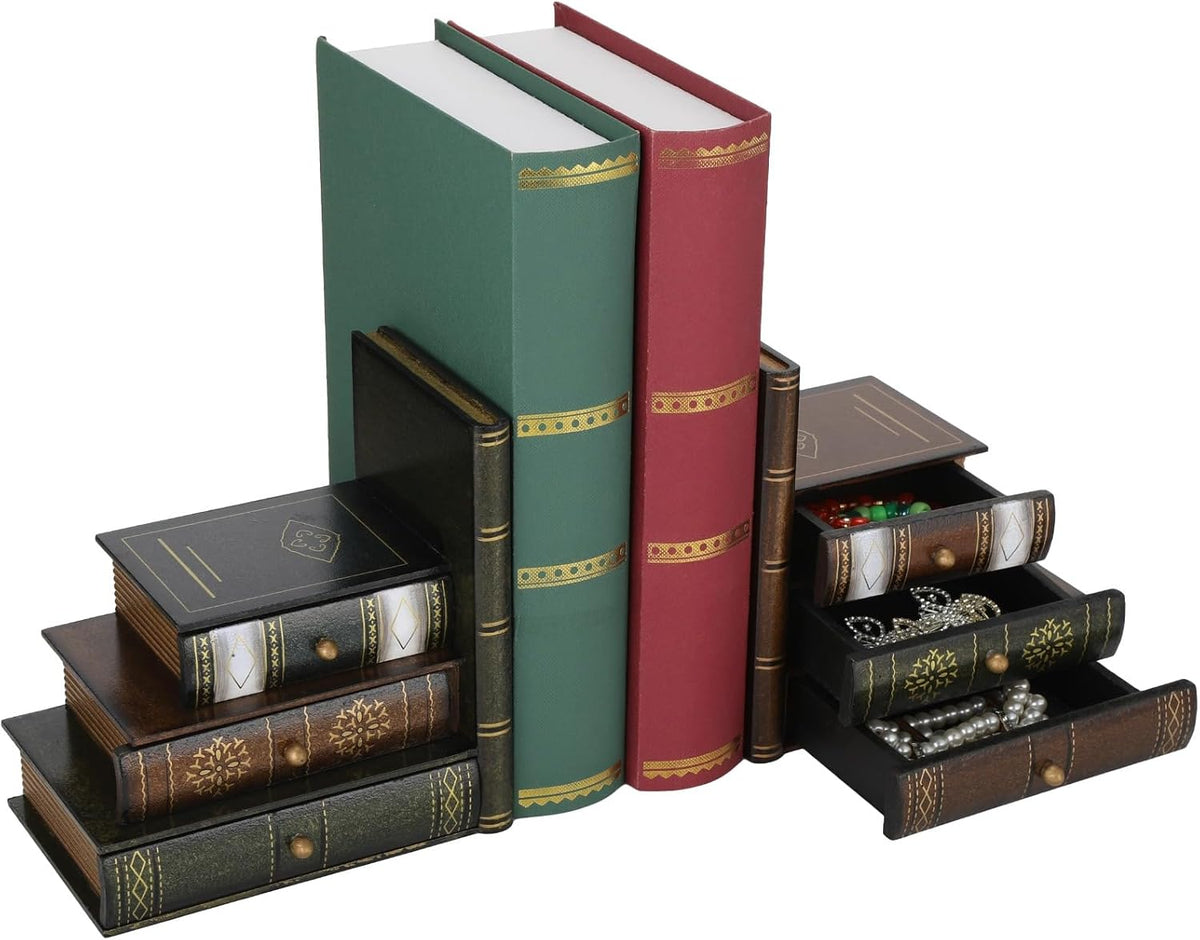Rustic Wooden Storage Decorative Bookends