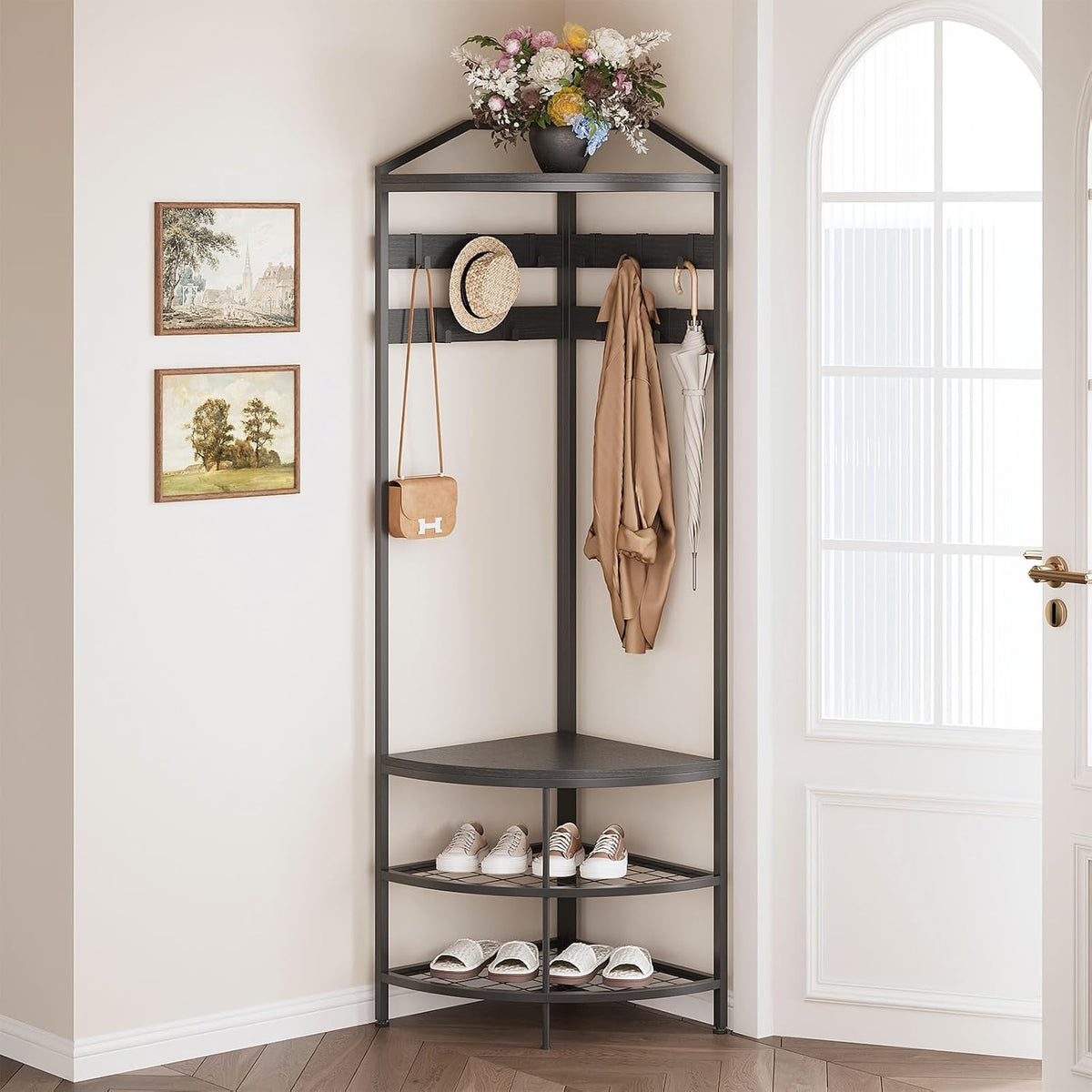 Corner Entryway Hall Tree Storage Bench