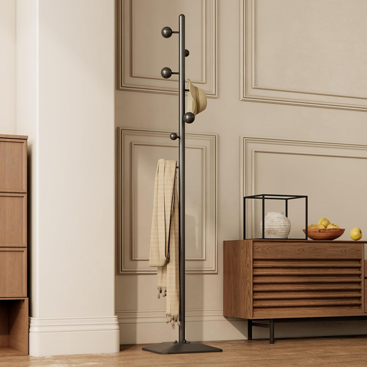 Metal‑Base Freestanding Home Coat Rack Stand