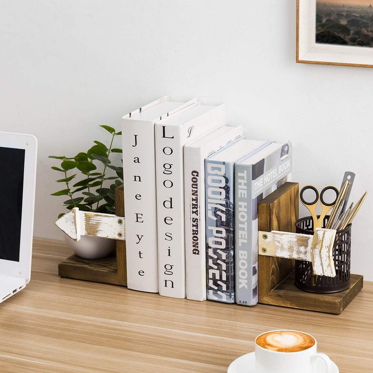 Rustic Farmhouse Decorative Wooden Bookends
