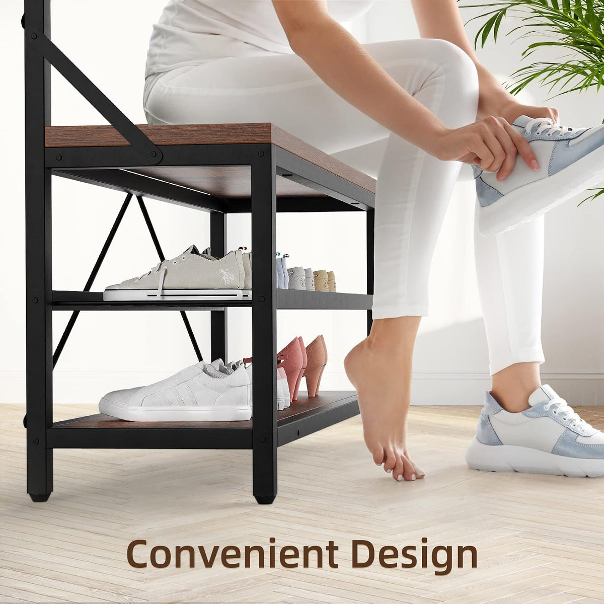 Industrial Entryway Hall Tree Storage Bench
