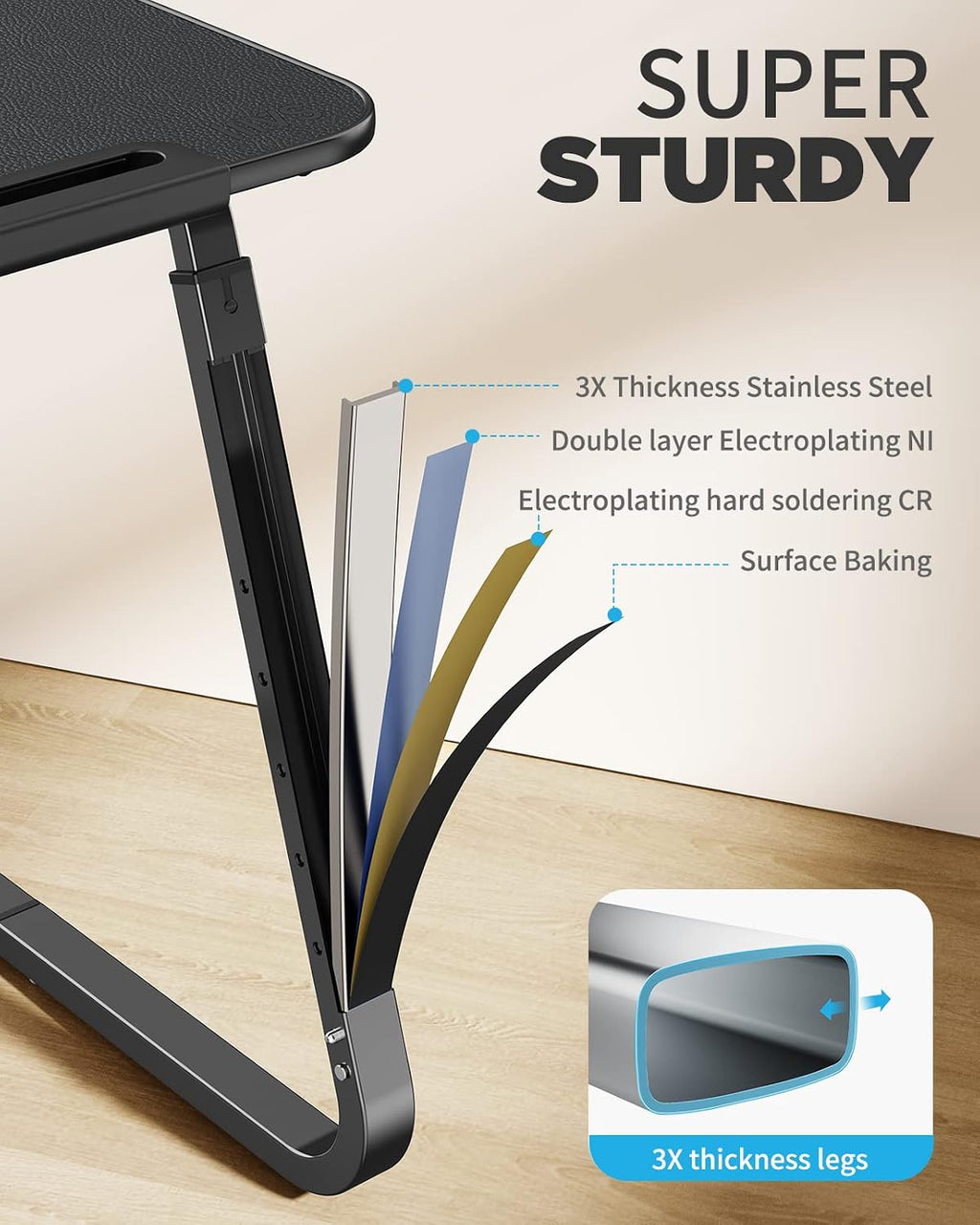 Adjustable Heavy‑Duty Couch TV Tray Table