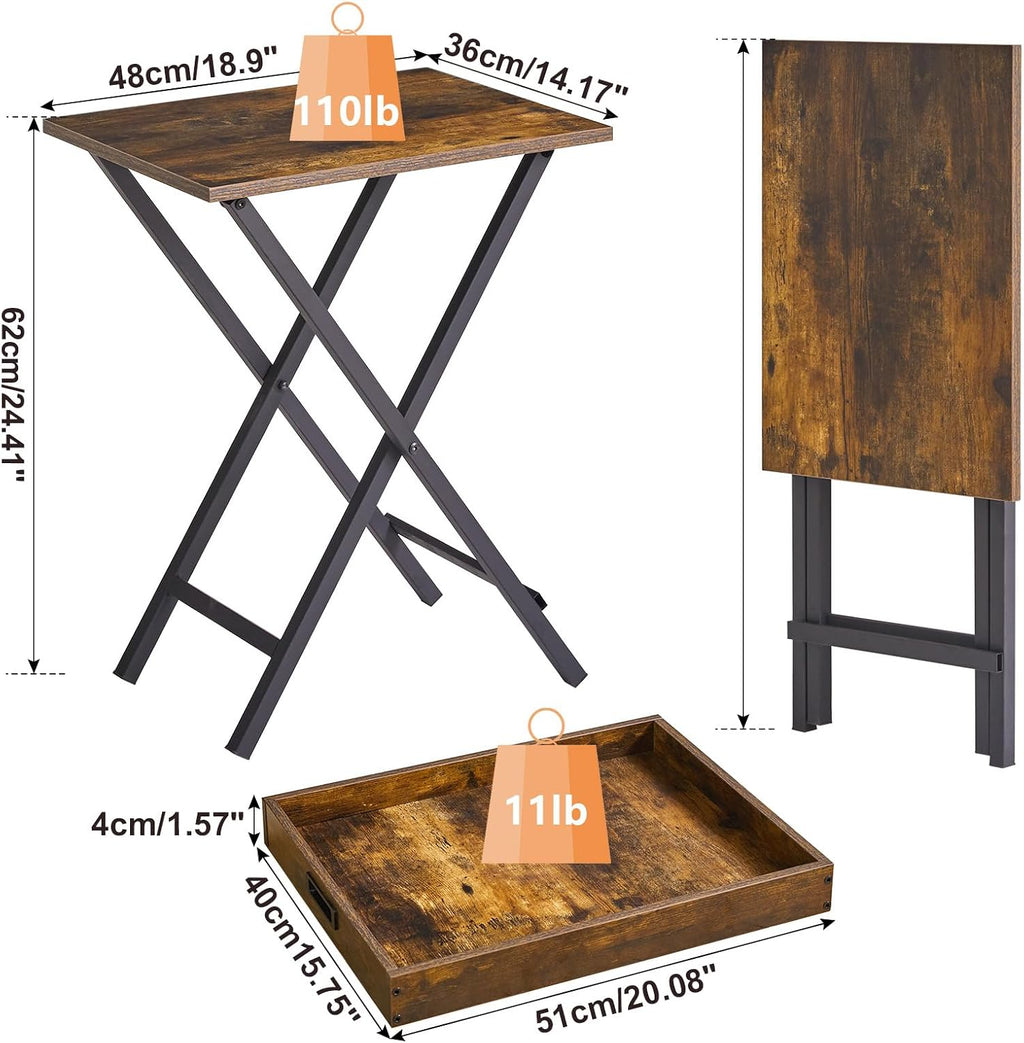 Portable Foldable Wooden TV Tray Table Set