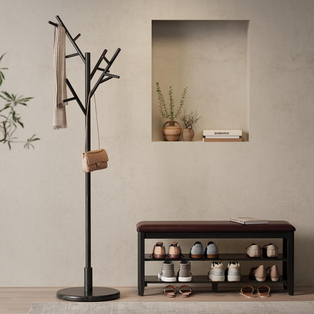Solid‑Wood Freestanding Adjustable Coat Rack Stand
