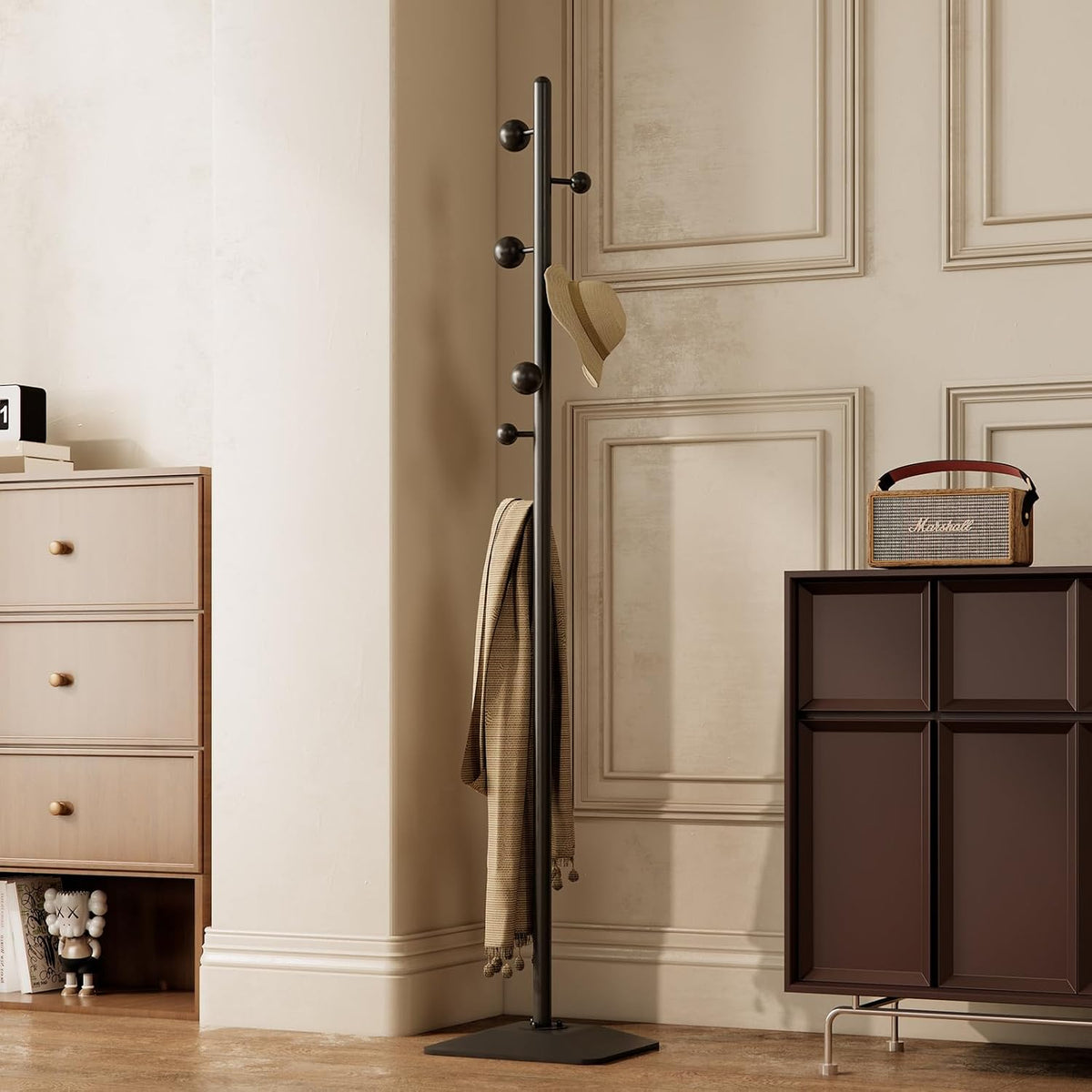 Metal‑Base Freestanding Home Coat Rack Stand