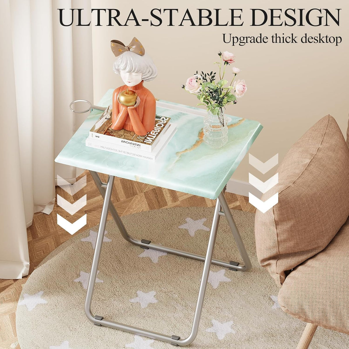 Portable Folding MDF TV Tray Table Set