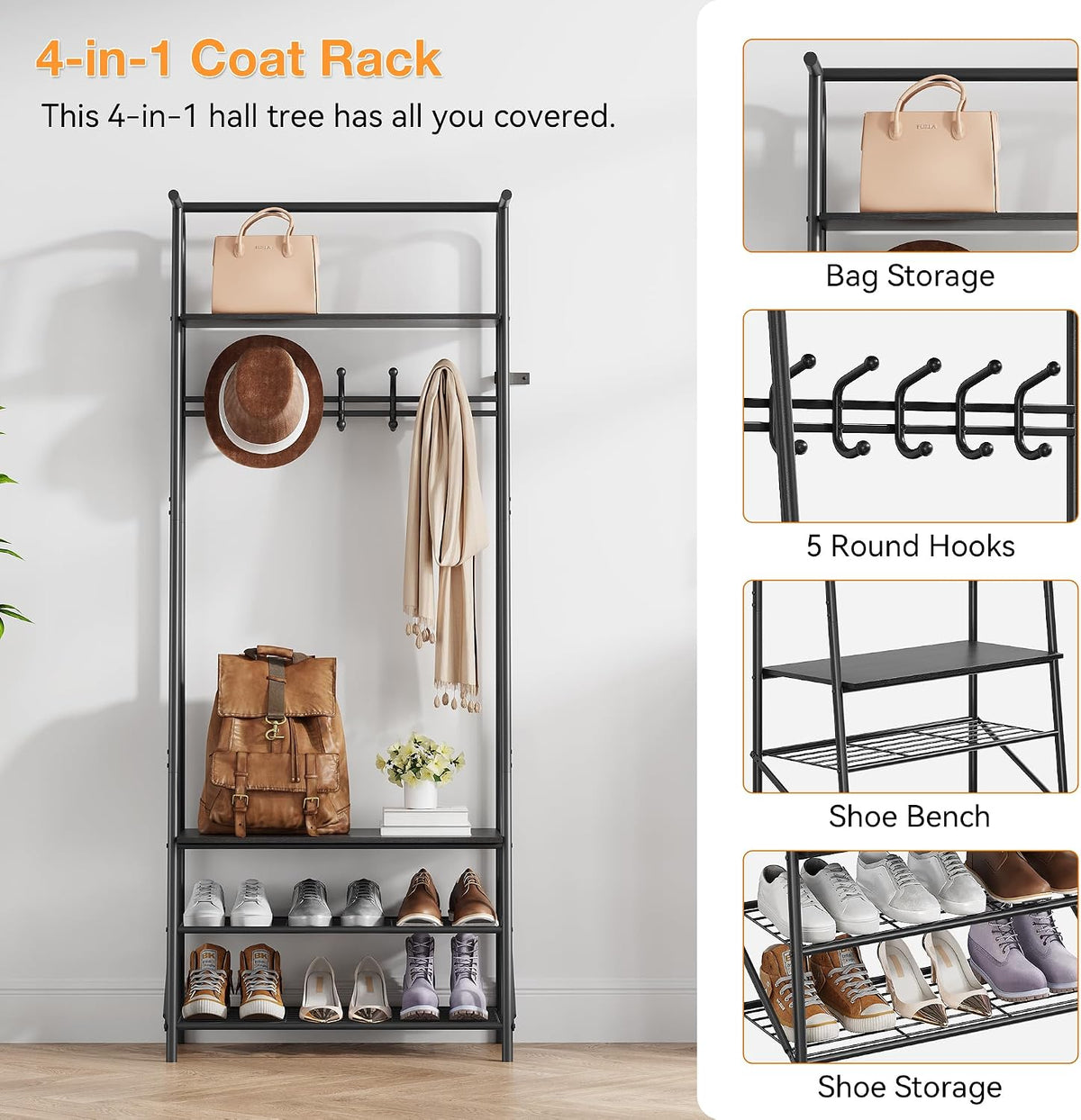 Entryway Hall Tree Coat Shoe Storage Bench