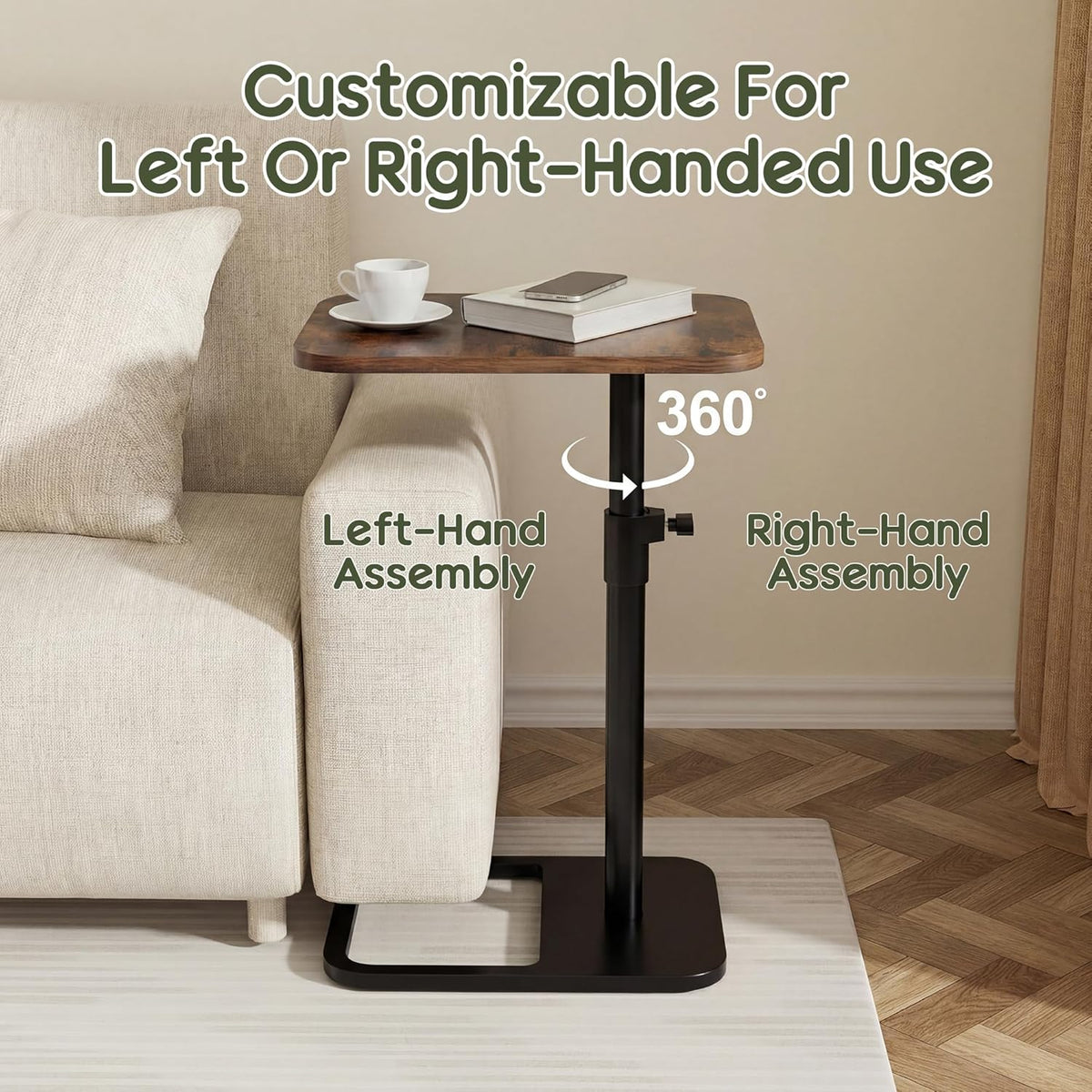 Heavy‑Duty Adjustable Couch TV Tray Table