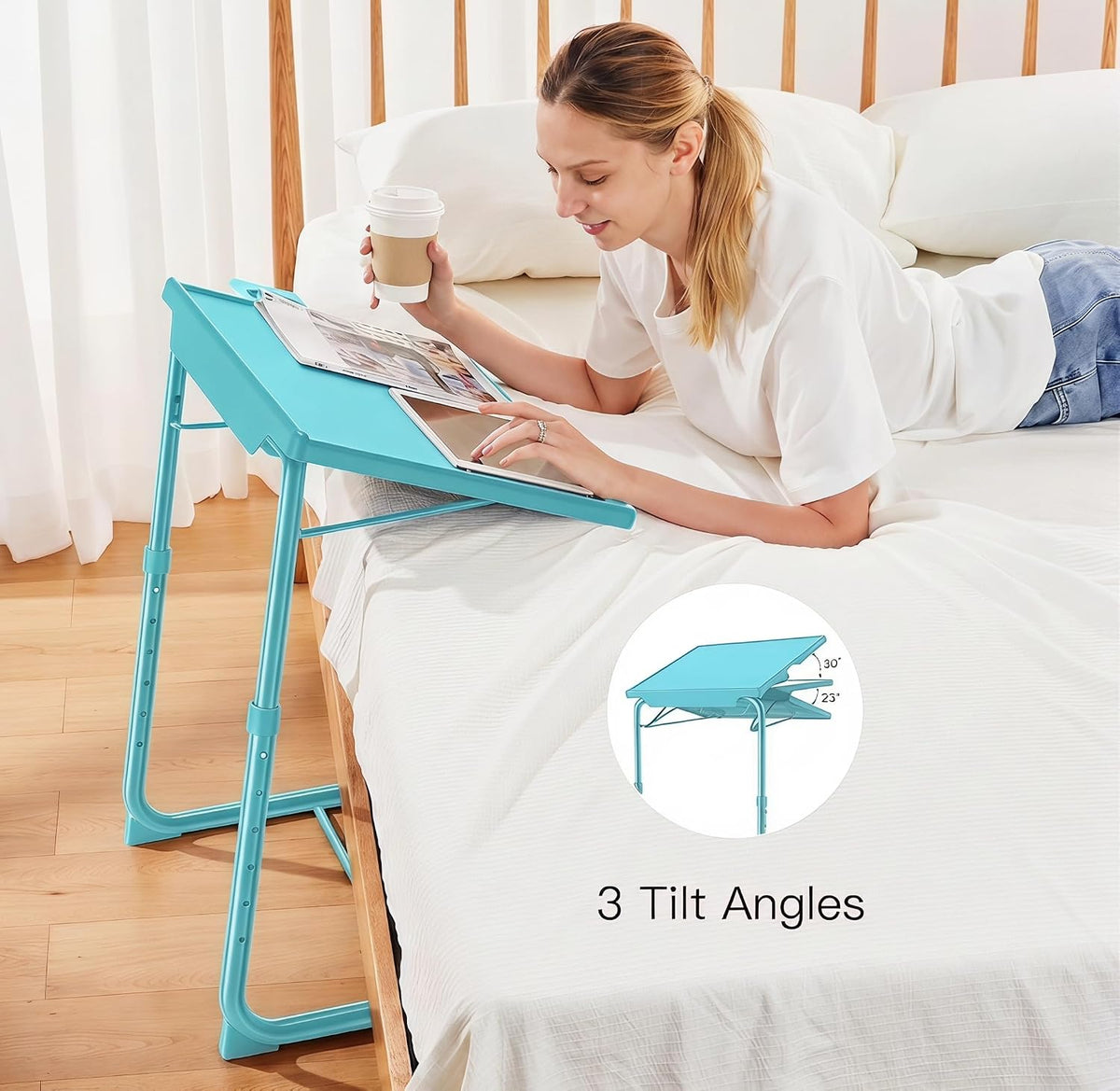 Tilt‑Adjustable Foldable Couch TV Tray Table